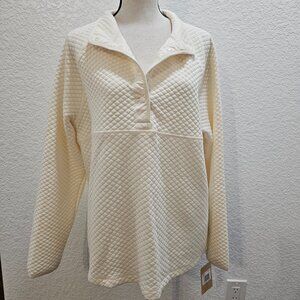 Quilted 3/4 Button Sweatshirt